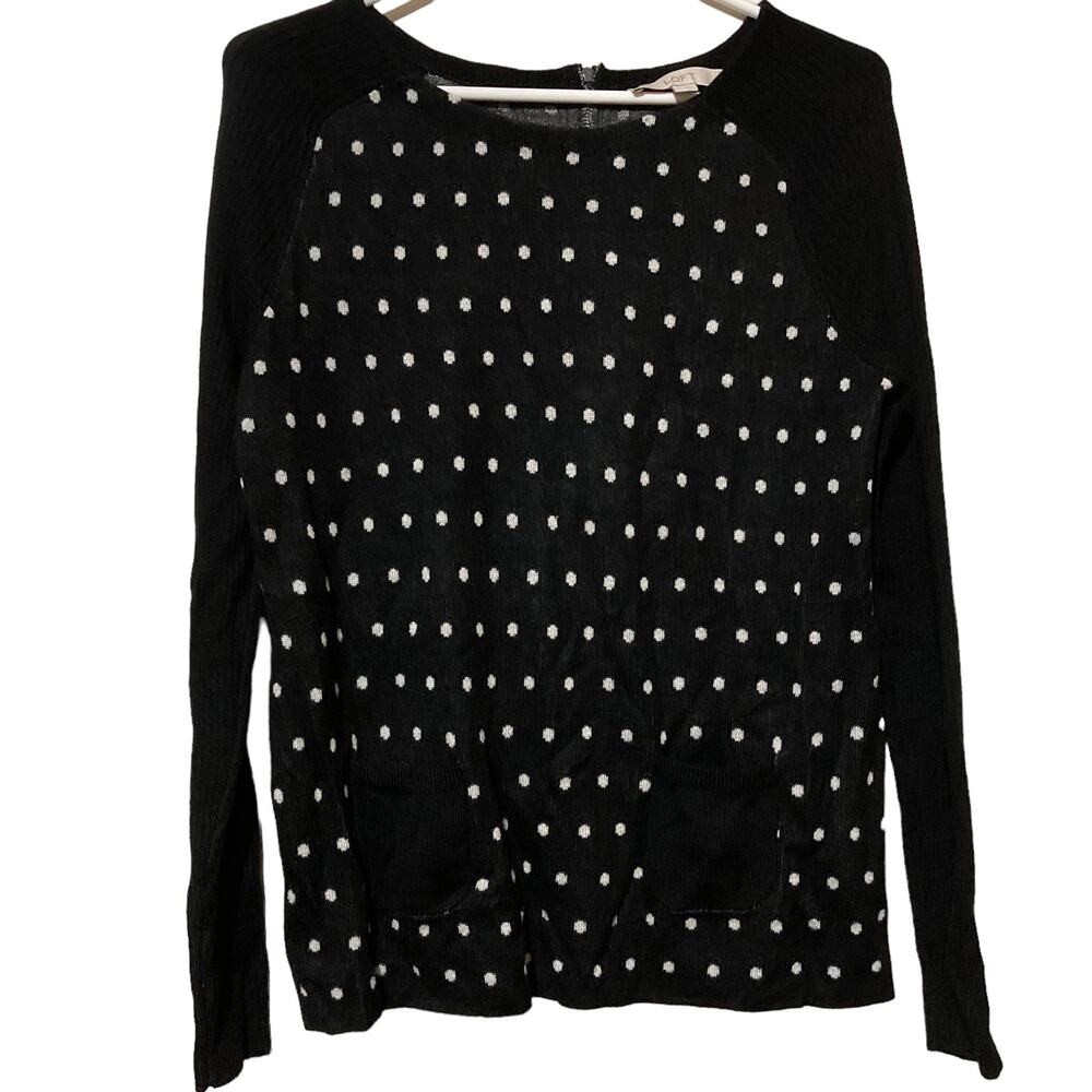 Black & White Polka Dot Sweater - Loft - Size M